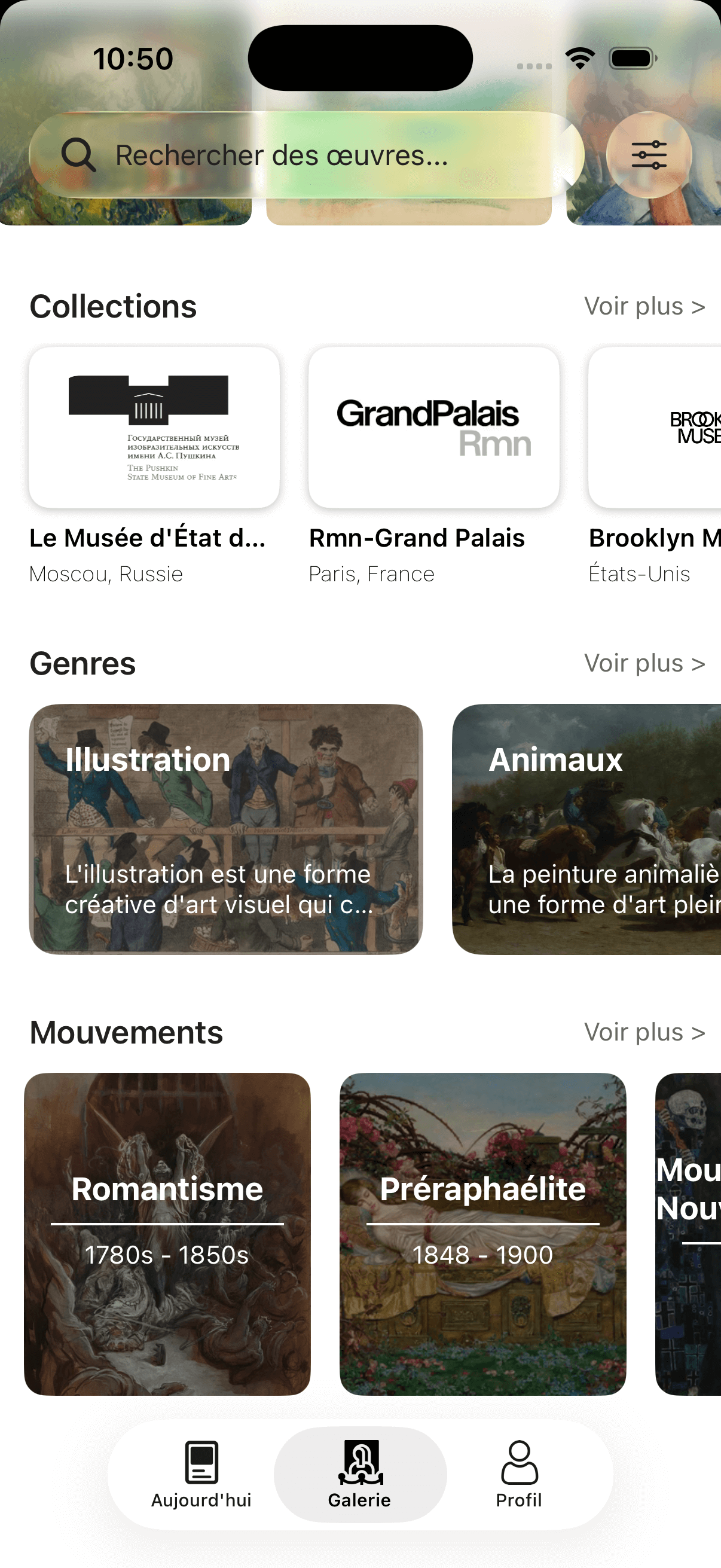 Capture d'écran de l'application