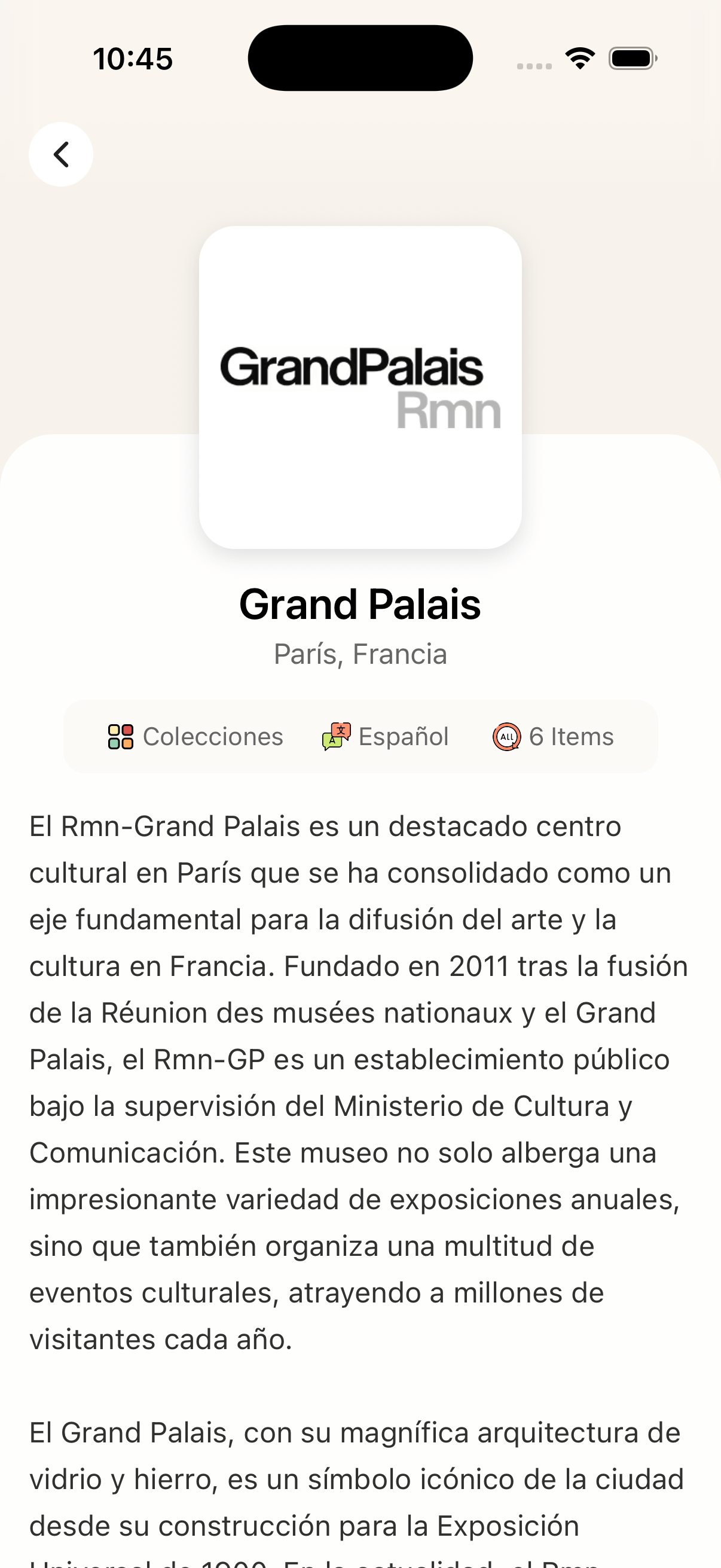 Captura de pantalla de la App
